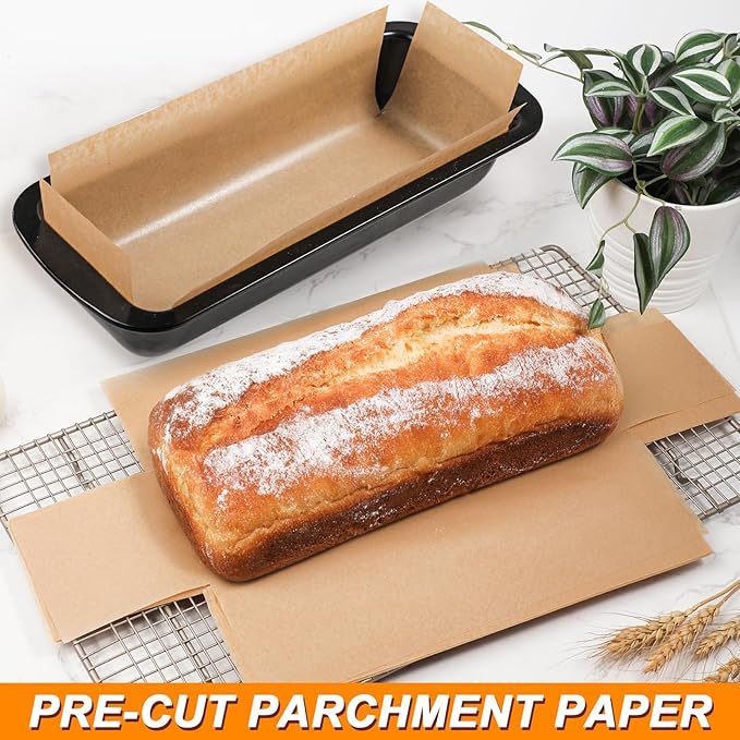 Webake Unbleached Parchment Paper Large Loaf Pan Liners for 13" x 5" Long Baking Bread, Original Precut, Non Toxic 100 Pcs