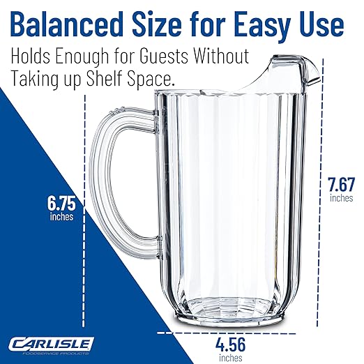 Carlisle FoodService Products 553807 Plastic Pitcher, 48 Ounces, Clear