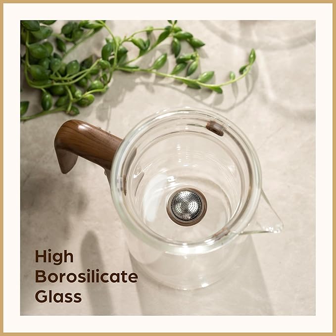 Enchanti Tea Pot - Modern Glass Infuser Teapot - Water Separation Magic Teapot with Heat-Resistant Handle - Elegant Gift Box & Writable Card - Perfect for Loose Leaf Tea - 800 ML (27oz)