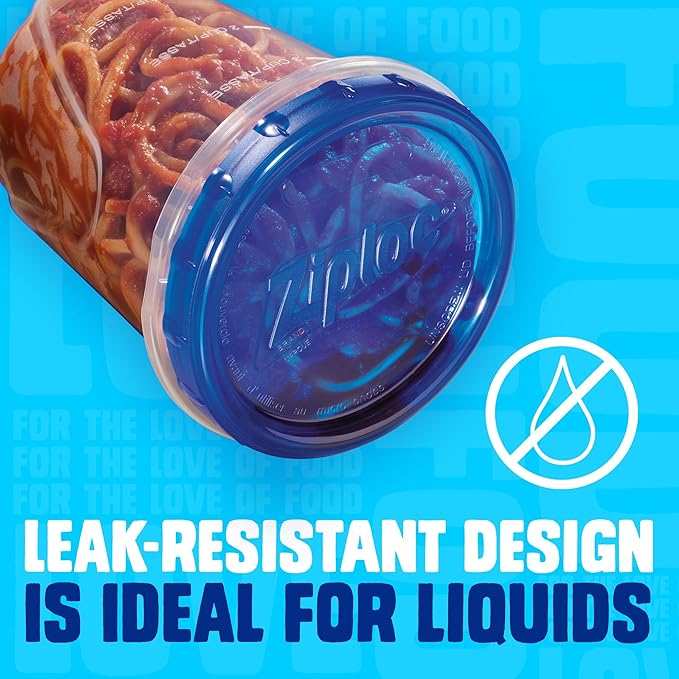 Ziploc Brand Twist n Loc Food Storage Containers, Leak Resistant Design, Medium Round, 6 count