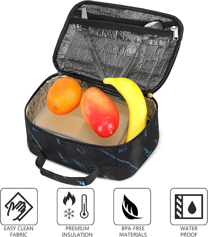 LEDAOU Lunch Bag Kids Insulated Lunch Box Boys Girls Insulated Reusable Lunch Bag for School Picnic Hiking (Soccer)