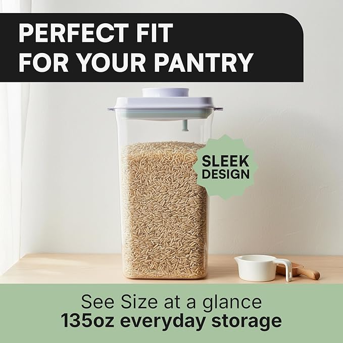 Bop Top Airtight Food Storage Containers with Lid 135 oz | Kitchen Canister Sets | Air Tight Pantry Container | Pop Top Dry Food Storage Containers for Snacks, Sugar, Flour, Baking, Cereal, Pasta