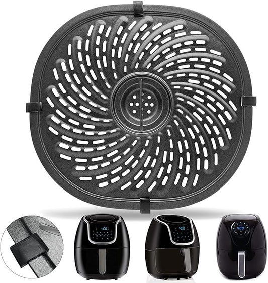 Air Fryer Replacement Tray for PowerXL Vortex 7 QT Air Fryer, Oval Nonstick 10.3''*9.5'' Air Fryer Replacement Parts Accessories Rack Basket Grill Pan Grill Plate Crisper Plate with Rubber Bumpers