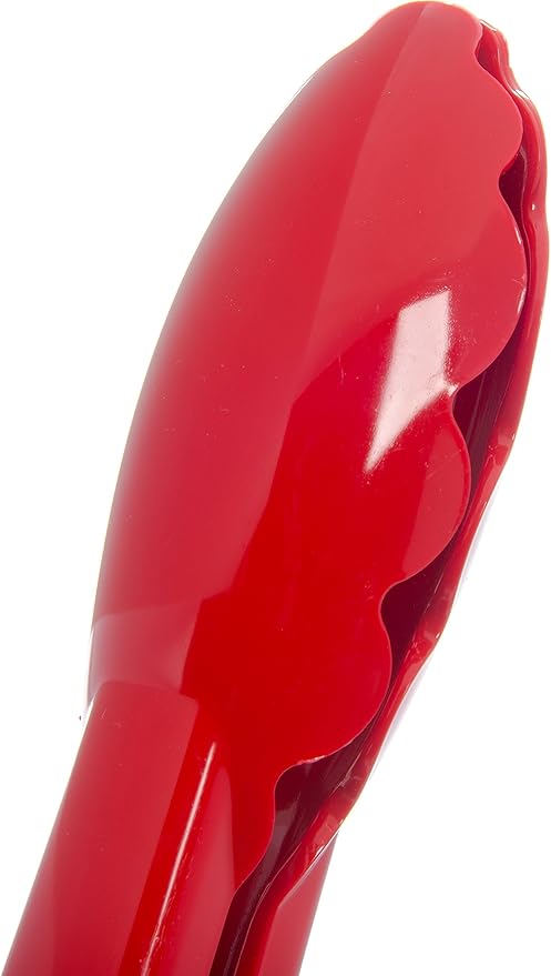 Carlisle FoodService Products Carly Tongs, Plastic Serving Tongs, for Kitchens, Restaurants, and Catering, Acetal, 11.75 Inches, Red