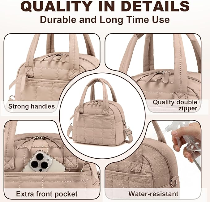LEDAOU Lunch Box for Women Lunch bag Quilted Puffer Lunch Box with Adjustable Strap Insulated Reusable Lunch Tote for Work School Picnic Travel