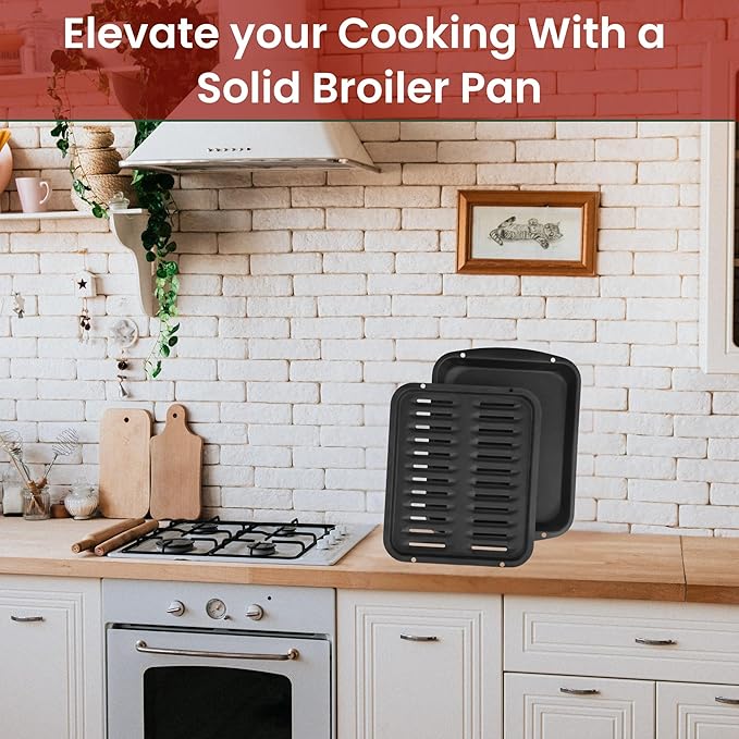 Broiler Pan for Oven Nonstick 16.75” x 13” Ceramic Coated - Broiling Pan for Oven Withstands Heat up to 550° F - Heavy Duty Broil Pans and Rack Circulate Heat and Drain Fat