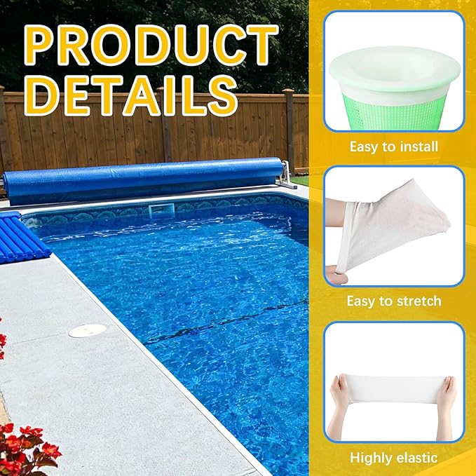 120 Pack Pool Filter Socks for Skimmer Baskets, Reusable Pool Skimmer Socks for Above Ground or Inground Pools Filter Protecting Fine Mesh Screen Basket Sock for Collecting Leaves, Branches, Debris