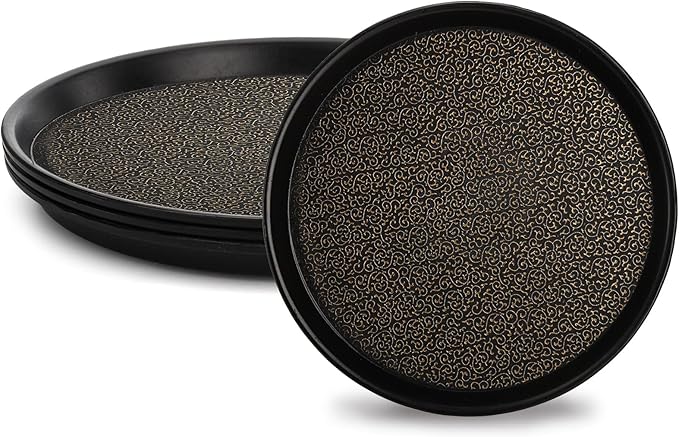 Frcctre 4 Pack 12 Inch Plastic Serving Tray, Round Non-Slip Restaurant Serving Trays Cafeteria Food Service Tray for Home, Party, Events