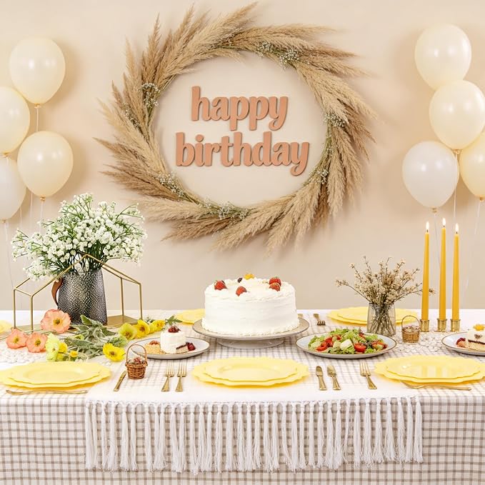 COLOSUS Disposable Lemon Yellow Plastic Plates 60Pcs, Thanksgiving Plastic Plates.,Light Baby Yellow Party Plates, Heavy Duty 30 Dinner plate 10.5" and 30 Salad/Dessert Plate 8.25" for Wedding,Party