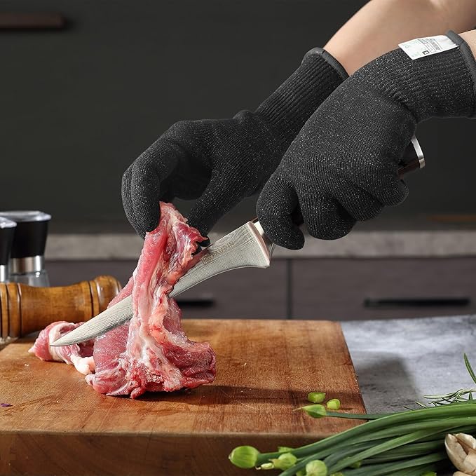 Schwer 2 Pairs ANSI A7 Cut Resistant Gloves, Mandoline Glove for Kitchen, Breathable & Comfortable, Food Grade Cutting Gloves for Meat Cutting, Fish Processing, Carving, and Shelling, PR1509, S