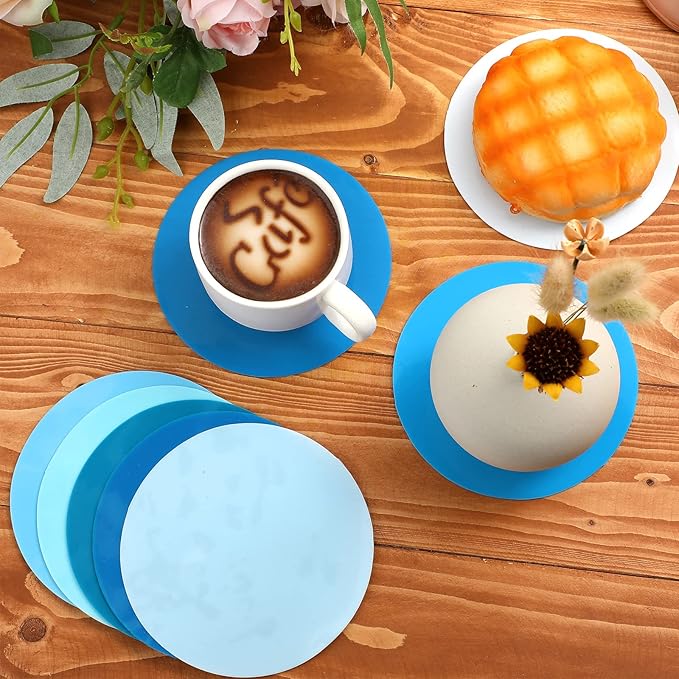 Chuangdi 8 Pcs Jar Opener Rubber Jar Gripper Pads 5'' Round Coasters Heat Insulation Pad Trivet Non Tear Multi-Purpose Bottle Lid Openers for Arthritic Weak Hands Kitchen Supplies(Blue Series)