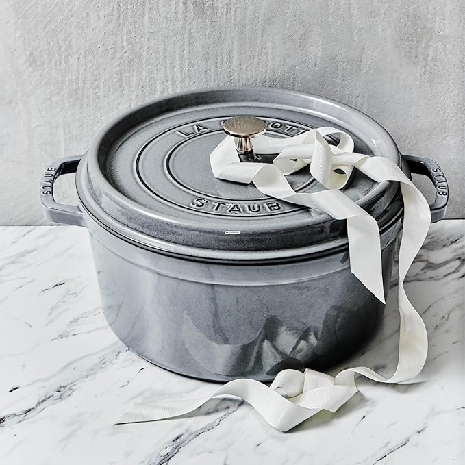 Staub Cast Iron 5.5-qt Round Cocotte - Graphite Grey, Made in France