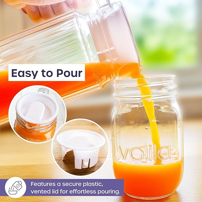 Glass Pitcher with Lid – 2 Pack 55 oz Glass Water Pitcher, Iced Tea Pitcher with Handle, Ribbed Juice Container for Fridge, Glass Beverage Container for Lemonade, Milk, Drinks