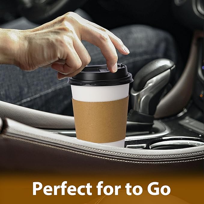 500 Pack 12 oz Disposable Coffee Cups with Lids and Insulated Sleeves, Leak-free Paper and Sturdy Thick Paper Hot to Go Coffee Cups with Lids for Cold/Hot Beverage (White)