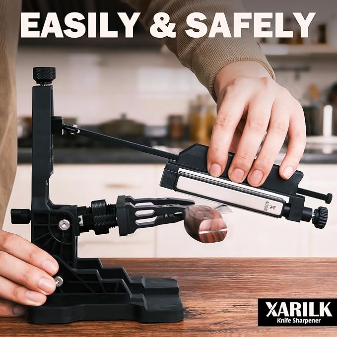 Portable Folding Knife Sharpener XAR-FS1, Adjustable Angle Sharpening System with 240#, 400#, 800#, 2000# Diamond Stone Set for Pocket, Hunting, Kitchen & Serrated Knives