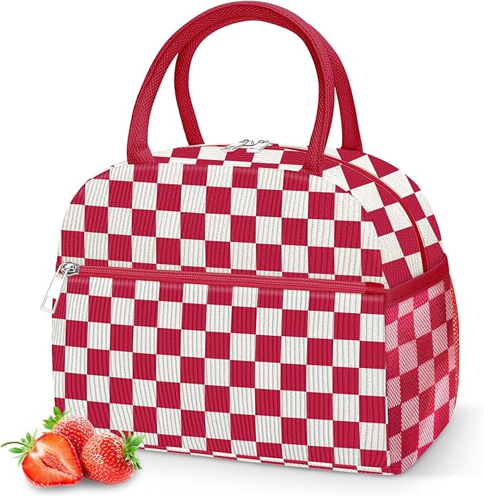 DALINDA Corduroy Lunch Box for Women,Insulated Lunch Bag Cute Cooler Tote Bag,Reusable 11L Large Capacity for Work Camping Picnic