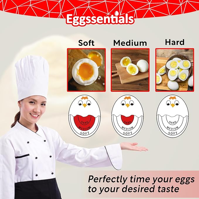 Eggssentials Pack of 2 Red Egg Timer That Goes in Water – Egg Timer for Hard Boiled Eggs and Soft Boiled Eggs, Red Color Fades for Accurate Doneness.