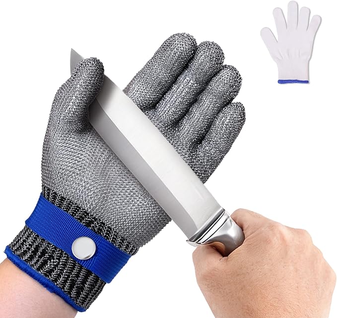 ZEEGO ANSI A9 Cut Resistant Glove, Food Grade Stainless Steel Mesh Metal Glove, Suitable for Mandoline, Kitchen Cooking,Butcher Meat Cutting and Oyster Shucking(Small Size)