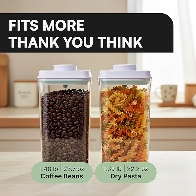 Bop Top Airtight Food Storage Containers with Lid 67 oz | Kitchen Canister Sets | Air Tight Pantry Container | Pop Top Dry Food Storage Containers for Snacks, Sugar, Flour, Baking, Cereal, Pasta