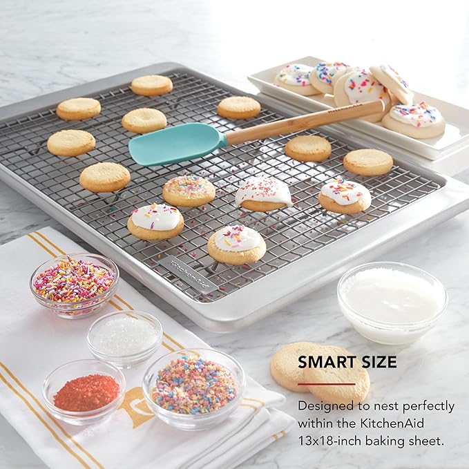 KitchenAid Nonstick Steel Cooling/Baking Rack, 12.5x17.75-Inch, Silver