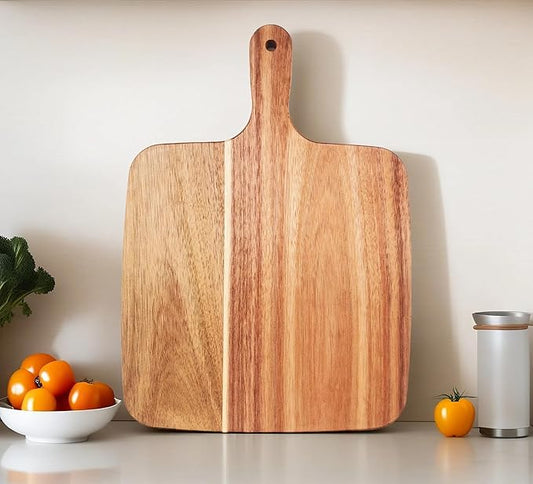 ZeQi Acacia Wood Cutting Board with Handle 14''X10'' / Charcuterie Board/Serving Board/Cheese, Bread, Vegetables & Fruits Serving Board