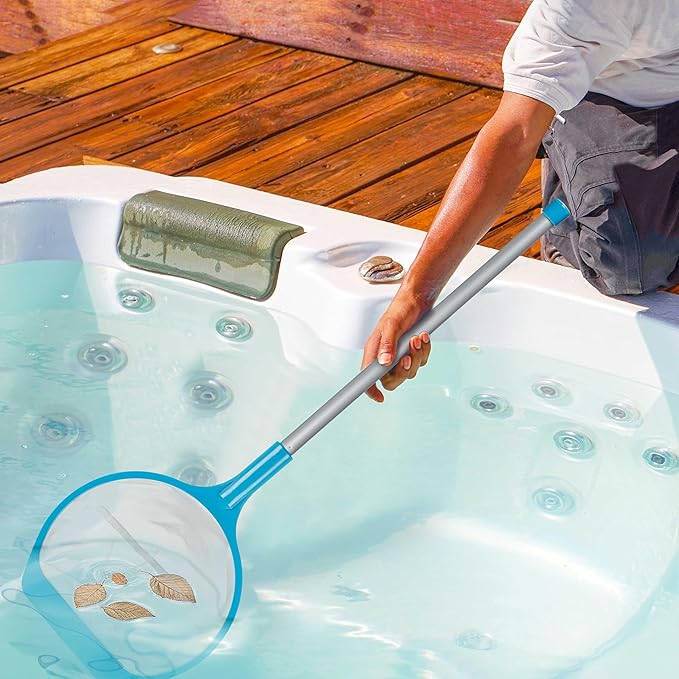 U.S. Pool Supply Spa, Hot Tub, Pool Hand Leaf Skimmer Net, 27" Long with Pole - Deep Ultra Fine Mesh Netting, Handheld Pool Cleaning Net, Clean The Finest Debris, Leaves, Ponds - Small Above Ground
