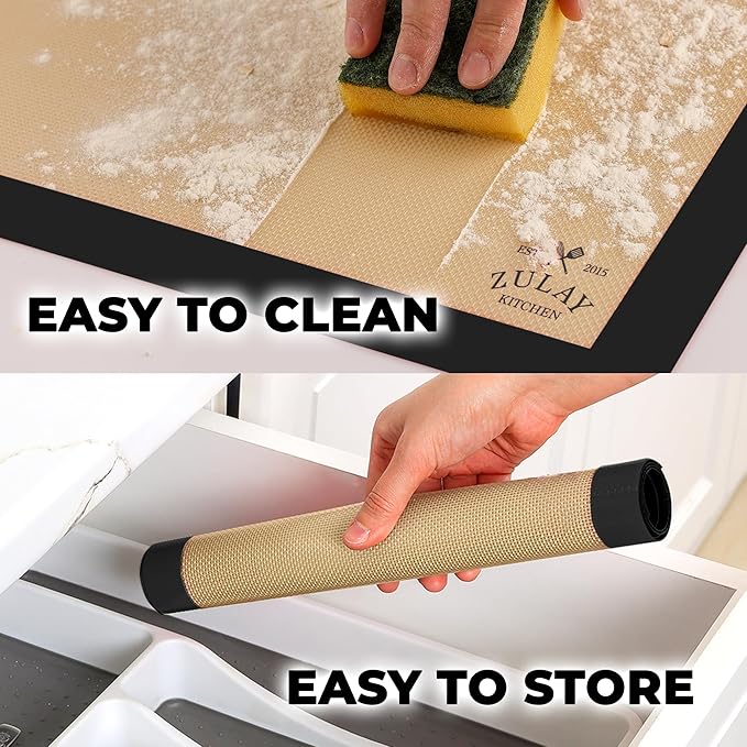 Zulay Kitchen Silicone Baking Mat Sheet Set (3 sizes) - Reusable Baking Mat Nonstick - Half Sheet Baking Mat For Oven (Black, 3 Pack)