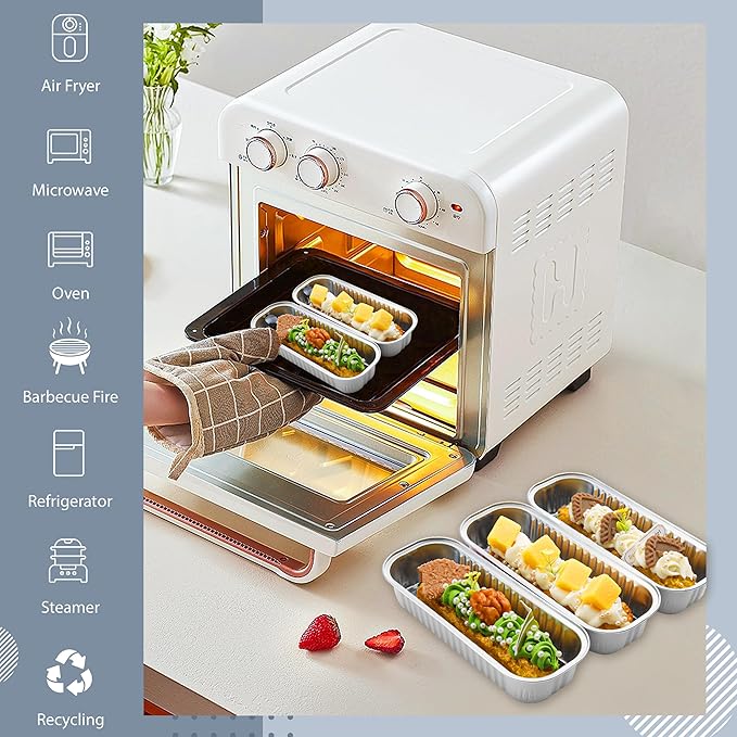 Mini loaf pans with lids Rectangle Aluminum Foil Cake Tins Baking Pans for Wedding Birthday Party 6.8oz(Silver, 50Pack)