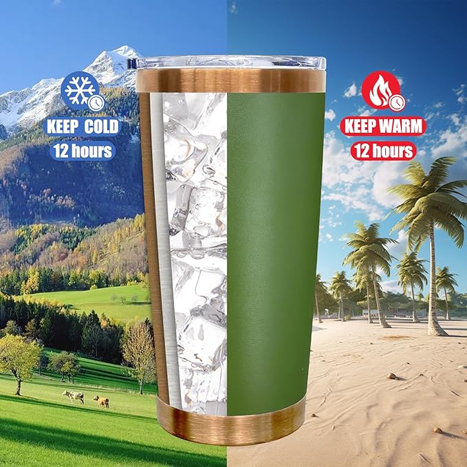 20 oz Tumbler Bulk 4 Pack Stainless Steel Tumblers with Lids and Straws, Double Wall Vacuum Insulated Travel Coffee Mug for Laser Engrave, Powder Coated Cups Hot and Cold Drinks (Army Green,4 pack)