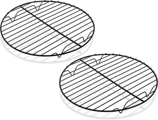 TeamFar Cooling Rack, 9inch Round Baking Wire Rack with Stainless Steel Core & Nonstick Coating, for Roasting Grilling Steaming, Non Toxic & Sturdy, Oven Safe & Anti-melt, Easy Clean – Set of 2
