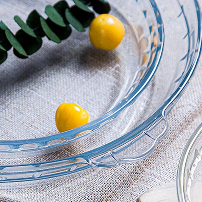 2-Pack (8") Glass Baking Dish Set, Round Glass Pie Pan for Dinner Baking and Serving with Easy Grab Handle