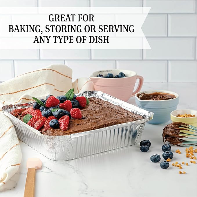 PLASTICPRO Disposable 9'' X 9'' X 2'' Inch Square Aluminum Tin Foil Baking Pans Bakeware - Cookware Perfect for Baking Cakes, Breads, Brownies, Bread, Meatloaf, Lasagna, Pack of 10