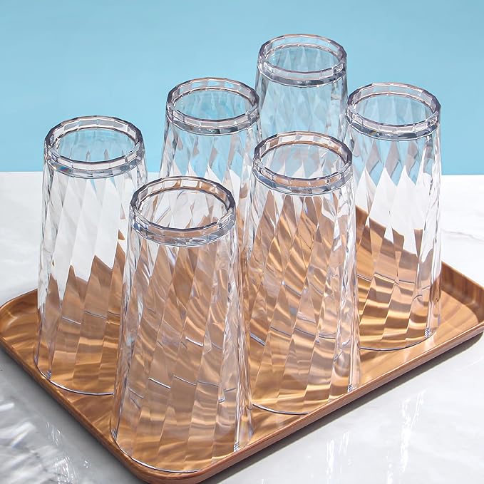 Unbreakable Plastic Drinking Glasses,Set of 6, Shatterproof Drinking Cups, Plastic glass cups,20ozplastic Tumbler Cups, Dishwasher Safe (Clear, 20oz)