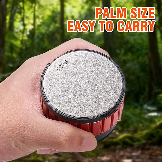 Knife Sharpener With Suction Cup, Round Blade Sharpener With 2 Pcs Double-Sided Diamond Grinding Discs, Handheld Knives Sharpener Kit for All Knives Including Kitchen Knives, Pocket, Scissors