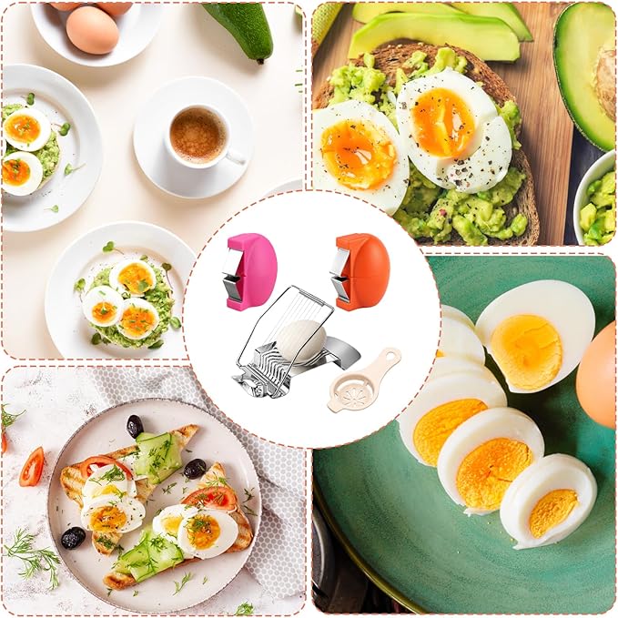 4-Piece Kitchen Tool Set with Plastic and Stainless Steel Openers, Egg Opener for Hard Boiled Eggs and Egg Shell Cutter, Easy Egg Peeling and Separating for Home Cooks and Baking Enthusiasts