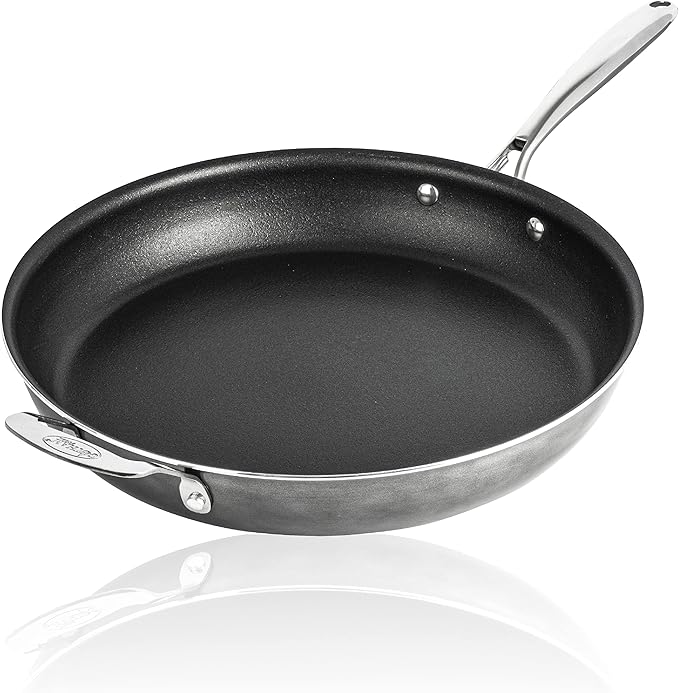 Granitestone 14” Frying Pan with Lid, Large Non stick Frying Pan for Cooking, Frying Pan Nonstick, Ultra Durable Mineral and Diamond Coating, Family Sized Open Skillet, Oven and Dishwasher Safe, Black