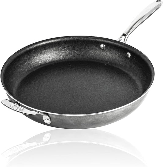 Granitestone 14” Frying Pan with Lid, Large Non stick Frying Pan for Cooking, Frying Pan Nonstick, Ultra Durable Mineral and Diamond Coating, Family Sized Open Skillet, Oven and Dishwasher Safe, Black
