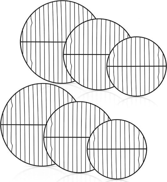 P&P CHEF Round Cooling Rack Set, Round Wire Racks for Cooking Baking, Fit Air Fryer & Oven, Stainless Steel Core with Nonstick Coatings, Black, 6 PCS - 7.5 & 9 & 10.5 Inch