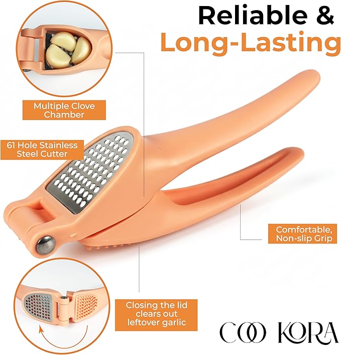 Garlic Press Crusher, Manual Garlic Mincer, Easy Squeeze Garlic Press Tool, Kitchen Garlic Crusher, Dishwasher Safe