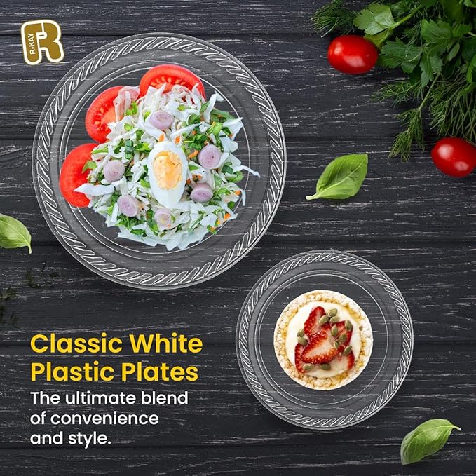 R-kay 100 Pack 6 Inch Clear Plastic Plates - Heavy Duty Small Dessert Plates - Microwavable Small Appetizer Plates - Premium 6 inch Disposable Plates