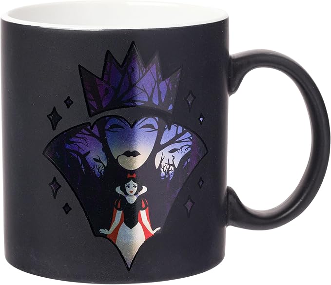 Silver Buffalo Disney Villain Forest Silhouette Featuring Snow White and Evil Queen Laser Matte Ceramic Mug, 20 Ounces