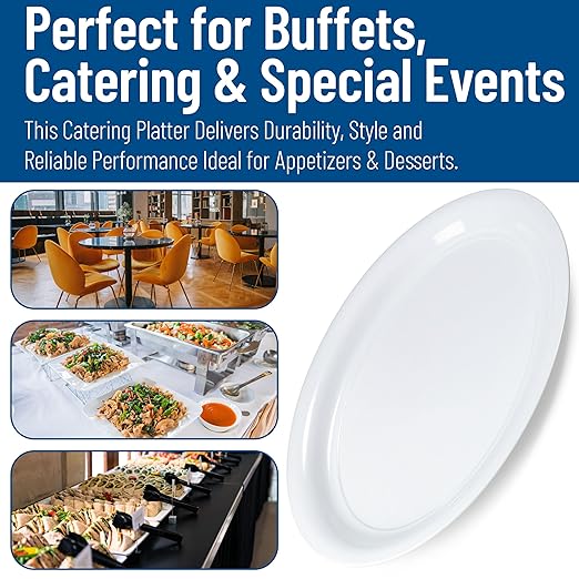 Carlisle FoodService Products Displayware Plastic Catering Platter 21" x 15" White