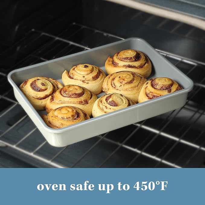 Sur La Table Kitchen Essentials Bake Sale 9 X 13 Inch PFOA, PFAS, PTFE Free Nonstick Roaster/Cake/Baking Pan - Linen White