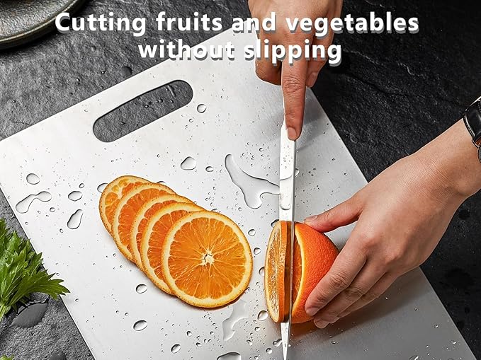 Titanium Cutting Board, Pure Titanium Cutting Boards for Kitchen, Cutting Boards Non Toxic, Double-Sided Food-Grade, Easy to Clean, Dishwasher Safe, for Meats, Fruits and Vegetables