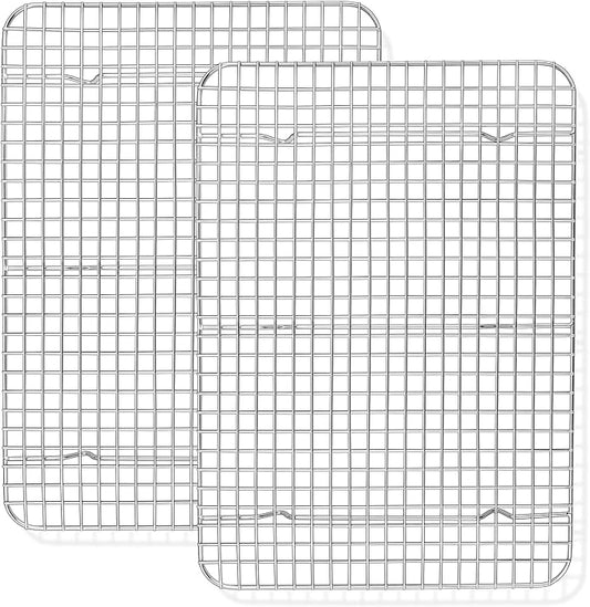 TeamFar Cooling Racks, 2 Pack Stainless Steel Grid Wire Rack for Baking Roasting Grilling Drying, 15.3’’ x 11.2’’, Metal Mesh Oven Rack for Chicken Bacon Cookies, Non-Toxic & Dishwasher Safe
