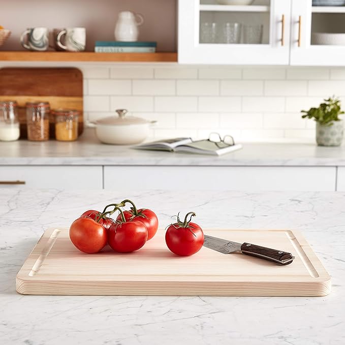 Shun Cutlery Extra Large Hinoki Cutting Board with Groove, 20" x 14" XL Wooden Cutting Board, Medium-Soft Wood Preserves Knife Edges, Forest Stewardship Council Certified, Japanese Chopping Board