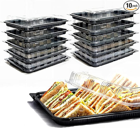 10 Pack Catering Trays with Lid – 13" Serving Trays with Lids - Reusable Serving Platter With Lid for Catering, Buffet, Picnics & Events – Party Trays With Lids (13.39 × 9.84 × 2.95 inch)