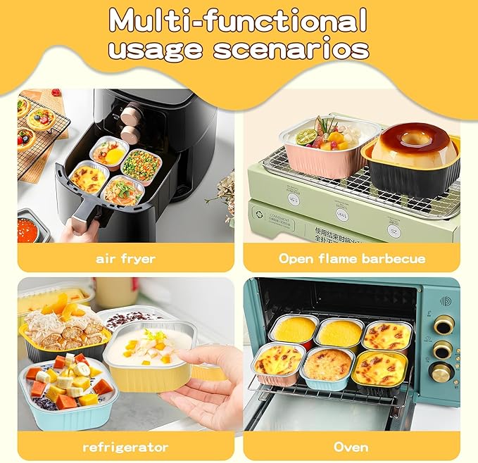 40 Pack Mini Cake Pans with Lids, 5oz Square Aluminum Foil Brownie Baking Cups, Muffin Tin Ramekins, Disposable Dessert Cupcake Cups for Wedding Birthday Party, green