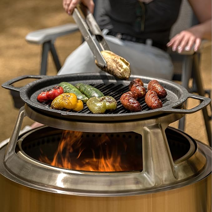 Solo Stove Large Cast Iron Grill Top, Cookware for Bonfire and Yukon fire pit, Fireplace accessory, Cooking surface: 17.75", Weight: 17 lbs
