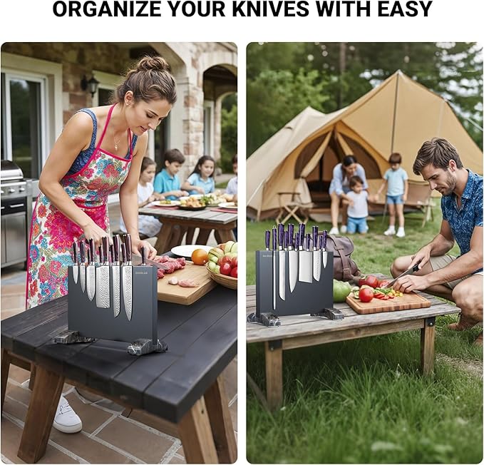 Magnetic Knife Holder, Magnetic Knife Block without Knives, Strong Double Sided Magnet Knife Storage Strip for Kitchen Counter-Black